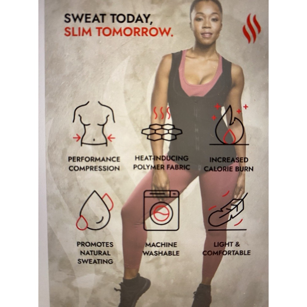 Sweat‎ Shaper Women's ATHLETIC ZIP TANK  Black 2XL/3XL  WorkOut Sauna Vest - Picture 6 of 8